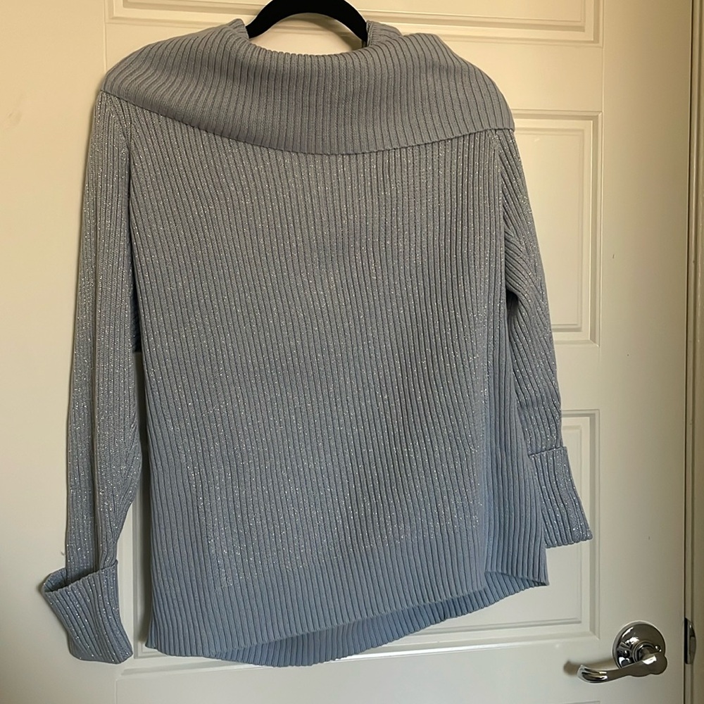 Calvin Klein Turtleneck Sparkly Sweater- Dusty Blue